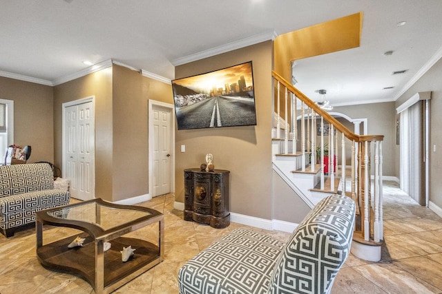 interior space with ornamental molding