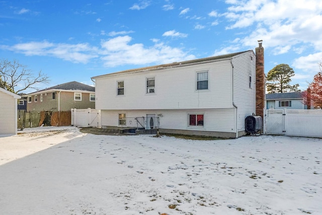 view of snow covered property