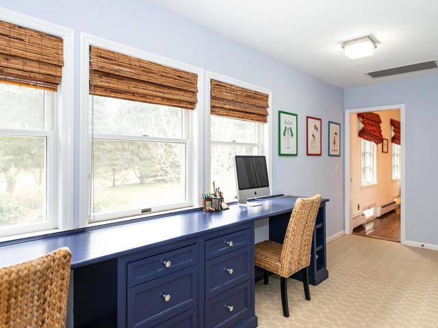 carpeted home office featuring a healthy amount of sunlight