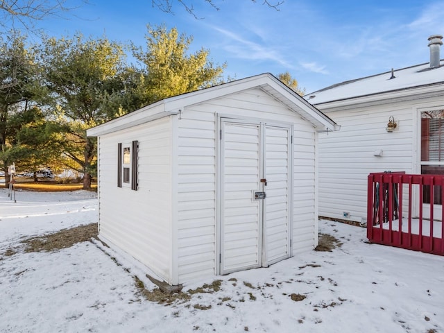 view of snow covered structure