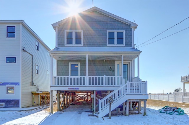 view of front of home featuring covered porch