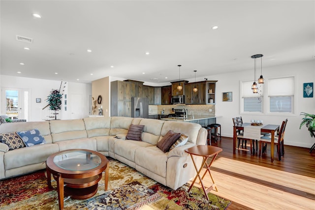 living room featuring light hardwood / wood-style floors