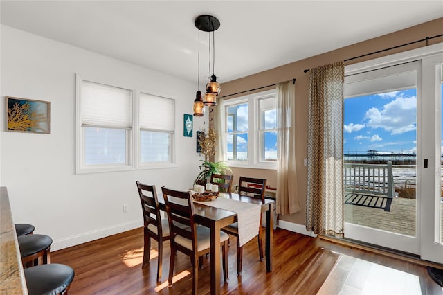 dining room with dark hardwood / wood-style floors