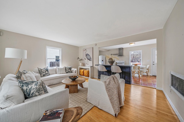 living room featuring light hardwood / wood-style floors