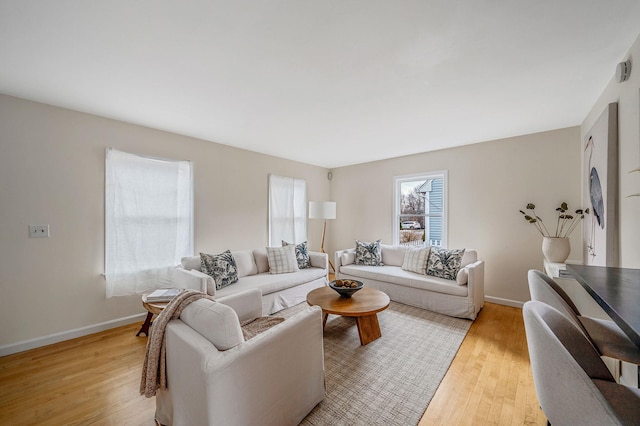 living room featuring light wood-type flooring