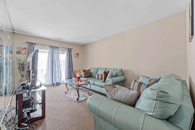 living room with carpet flooring