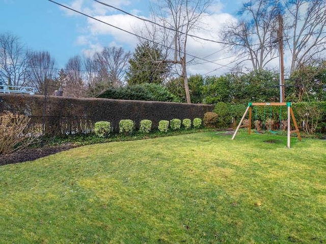 view of yard with a playground