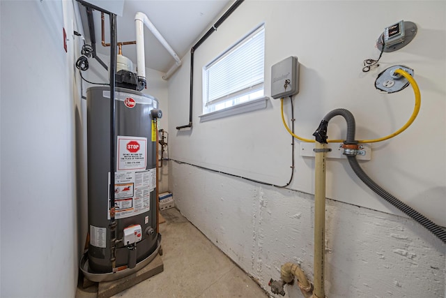 utility room with water heater