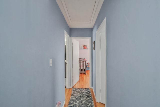 corridor featuring light wood-type flooring