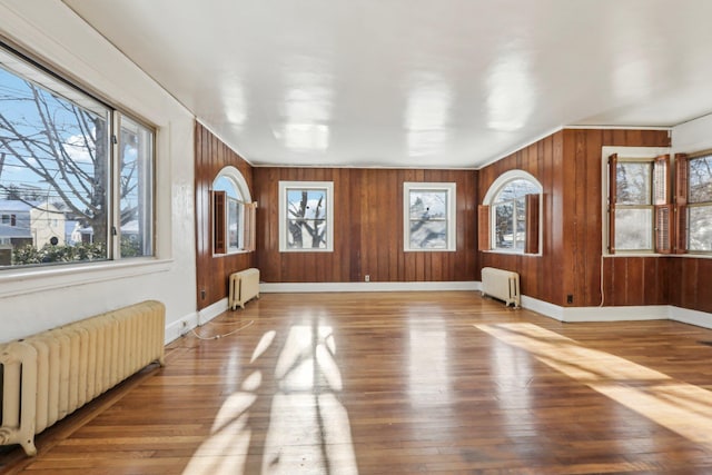 unfurnished sunroom featuring a wealth of natural light and radiator heating unit