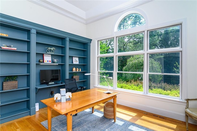 office with hardwood / wood-style flooring