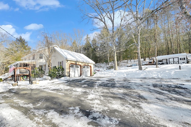 view of snow covered property