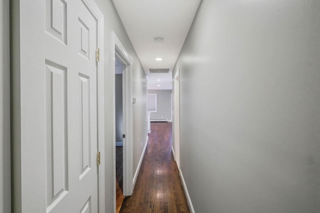 hall featuring dark hardwood / wood-style flooring