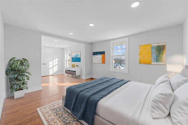 bedroom featuring light hardwood / wood-style flooring