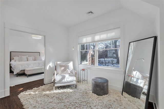 bedroom featuring dark hardwood / wood-style floors