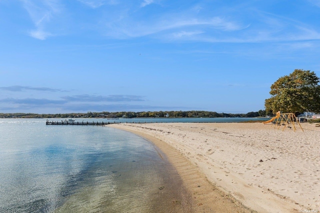 view of water feature with a view of the beach