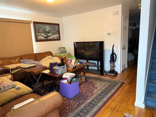 living room with light wood-type flooring