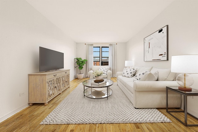 living room with light hardwood / wood-style floors