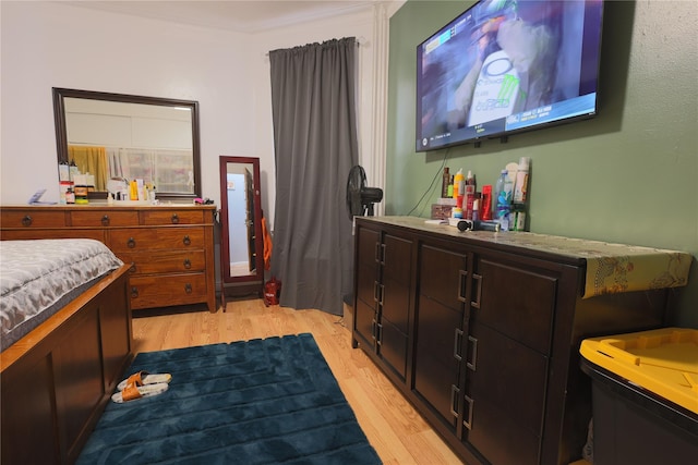 bedroom with light hardwood / wood-style flooring