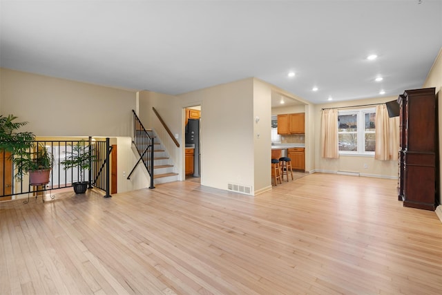 living room featuring light hardwood / wood-style flooring