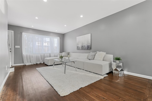 living room featuring dark hardwood / wood-style flooring