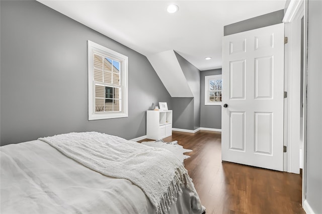 bedroom featuring dark wood-type flooring