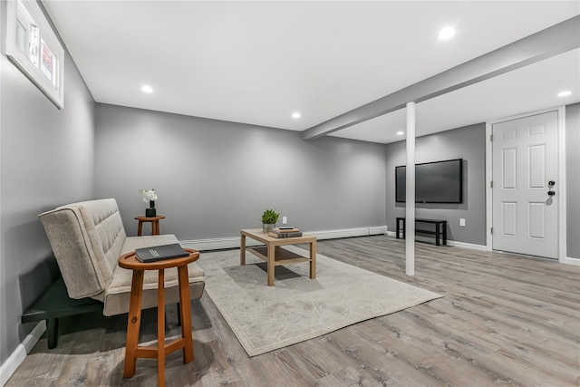 living area featuring light hardwood / wood-style floors