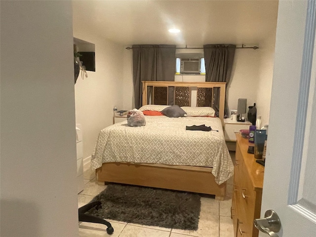 tiled bedroom featuring cooling unit