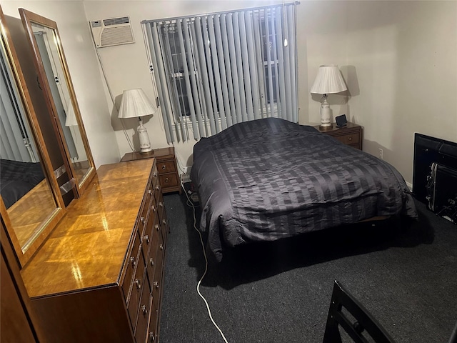 bedroom featuring carpet floors and a wall mounted AC