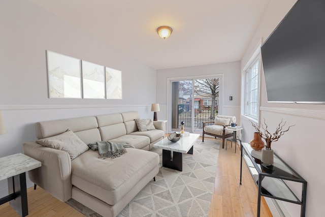 living room with light wood-type flooring