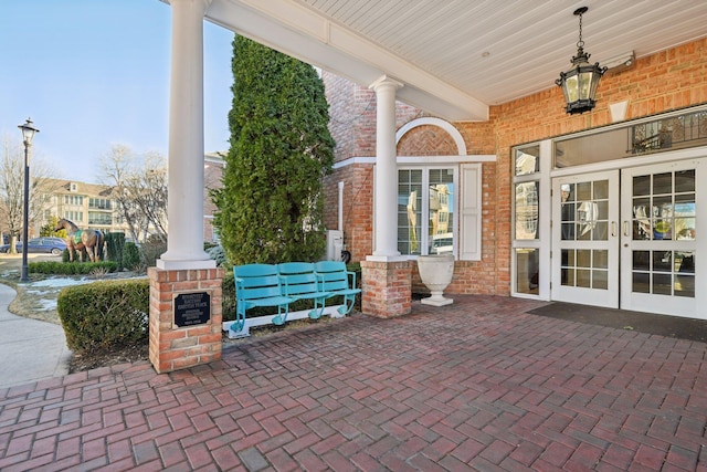 view of patio featuring french doors