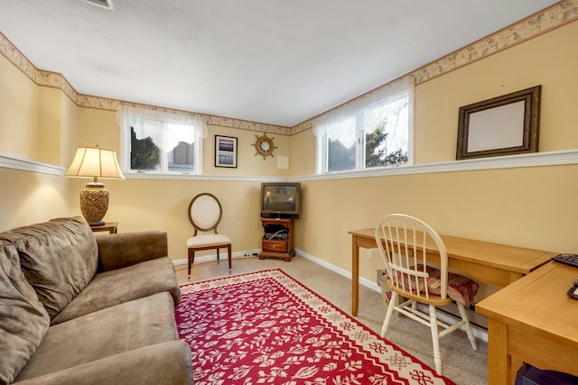 living room with carpet