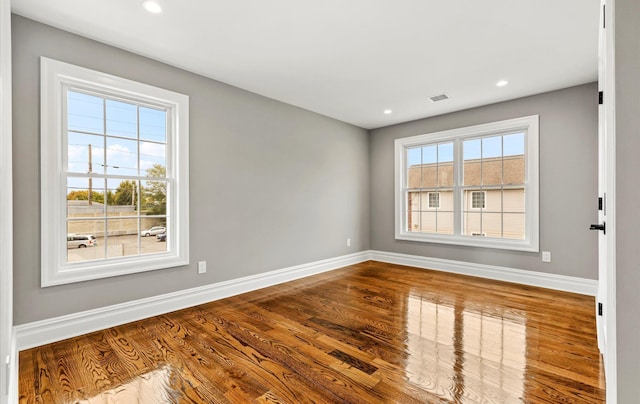 empty room featuring hardwood / wood-style flooring and a wealth of natural light