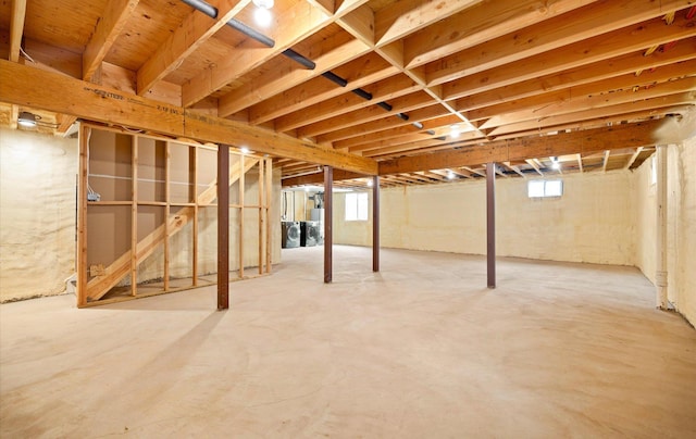 basement featuring washer and dryer