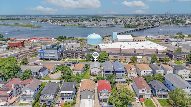 20 E Pine St, Long Beach, NY 11561 - aerial view of residential area featuring a notable bridge and a large body of water