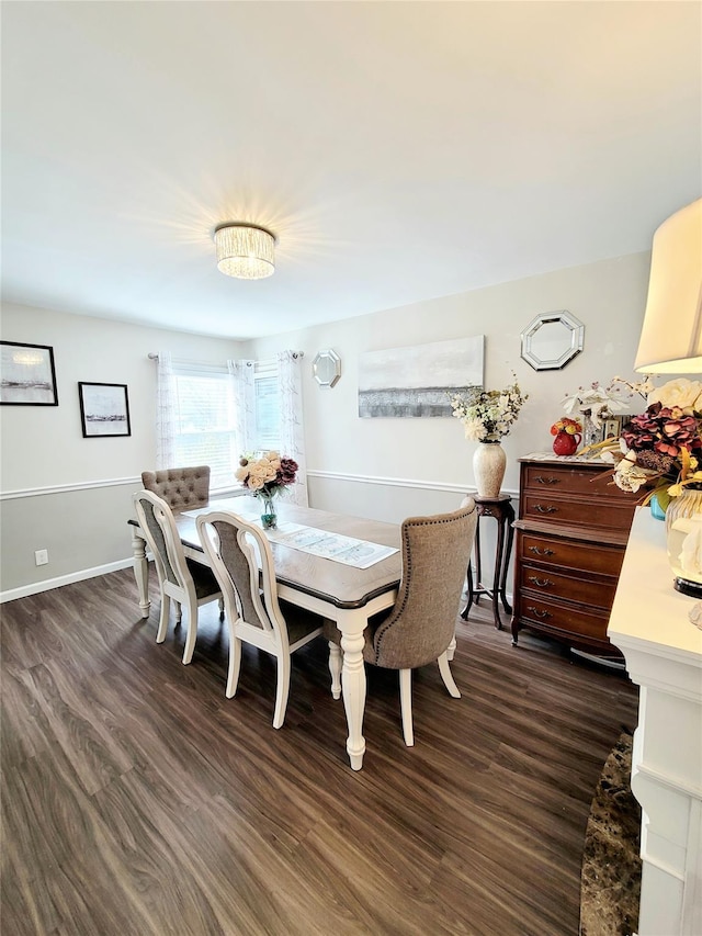 dining area with dark wood-type flooring