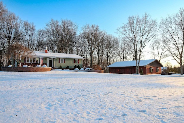 view of yard covered in snow