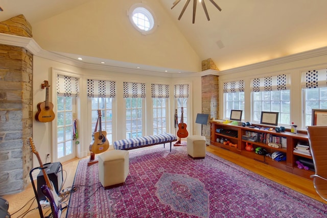 sunroom / solarium with lofted ceiling