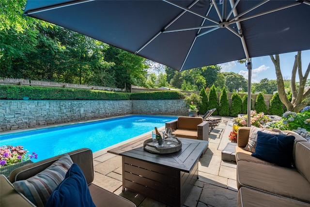 view of pool with an outdoor hangout area and a patio area