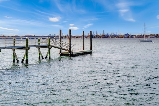 view of dock featuring a water view