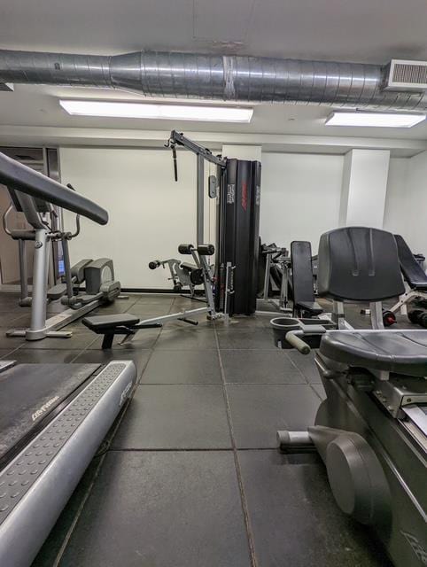 workout area with visible vents