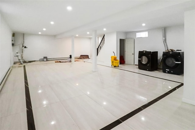 interior space featuring light tile patterned floors