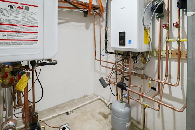 utilities with water heater and tankless water heater