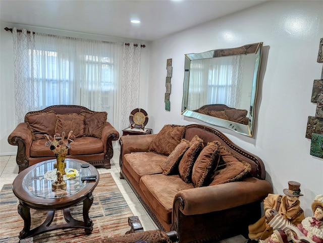 view of tiled living room