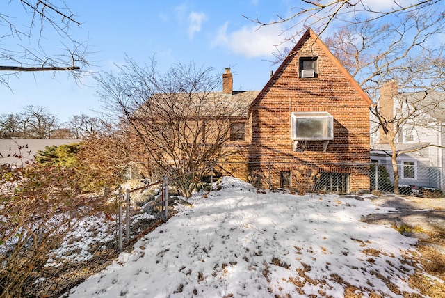 view of snow covered property