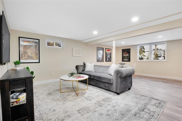 living room featuring light hardwood / wood-style flooring