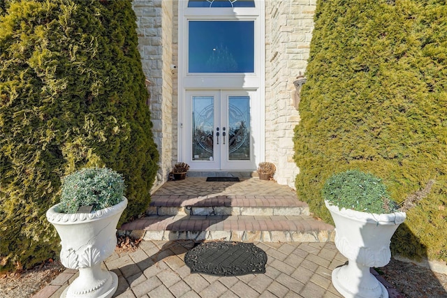 property entrance with french doors