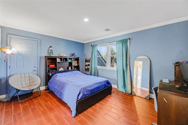 bedroom featuring ornamental molding