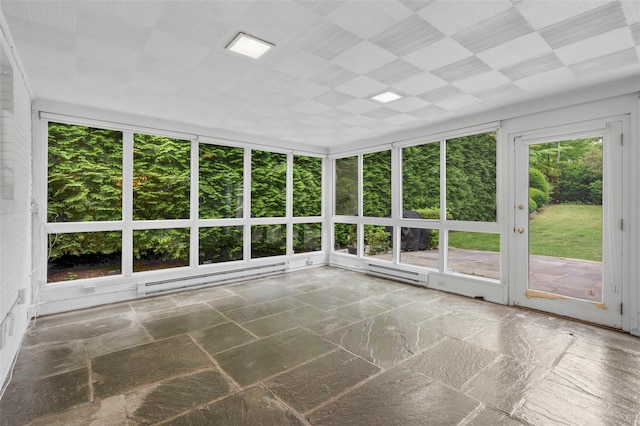 18 Kent Rd, Scarsdale, NY 10583 - unfurnished sunroom featuring a baseboard heating unit
