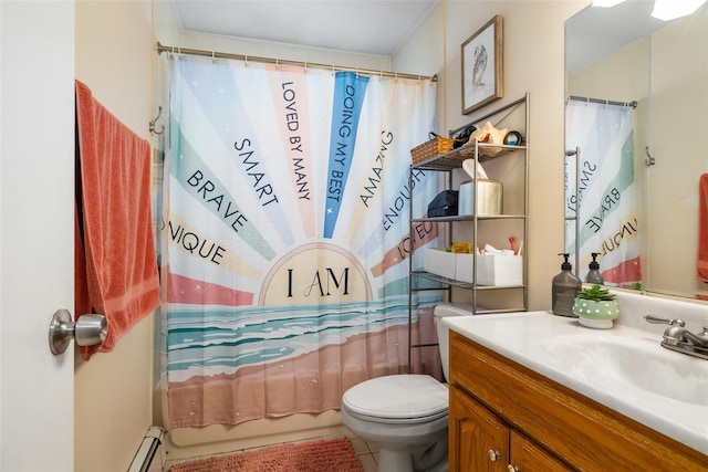 full bathroom featuring vanity, toilet, and shower / bath combo